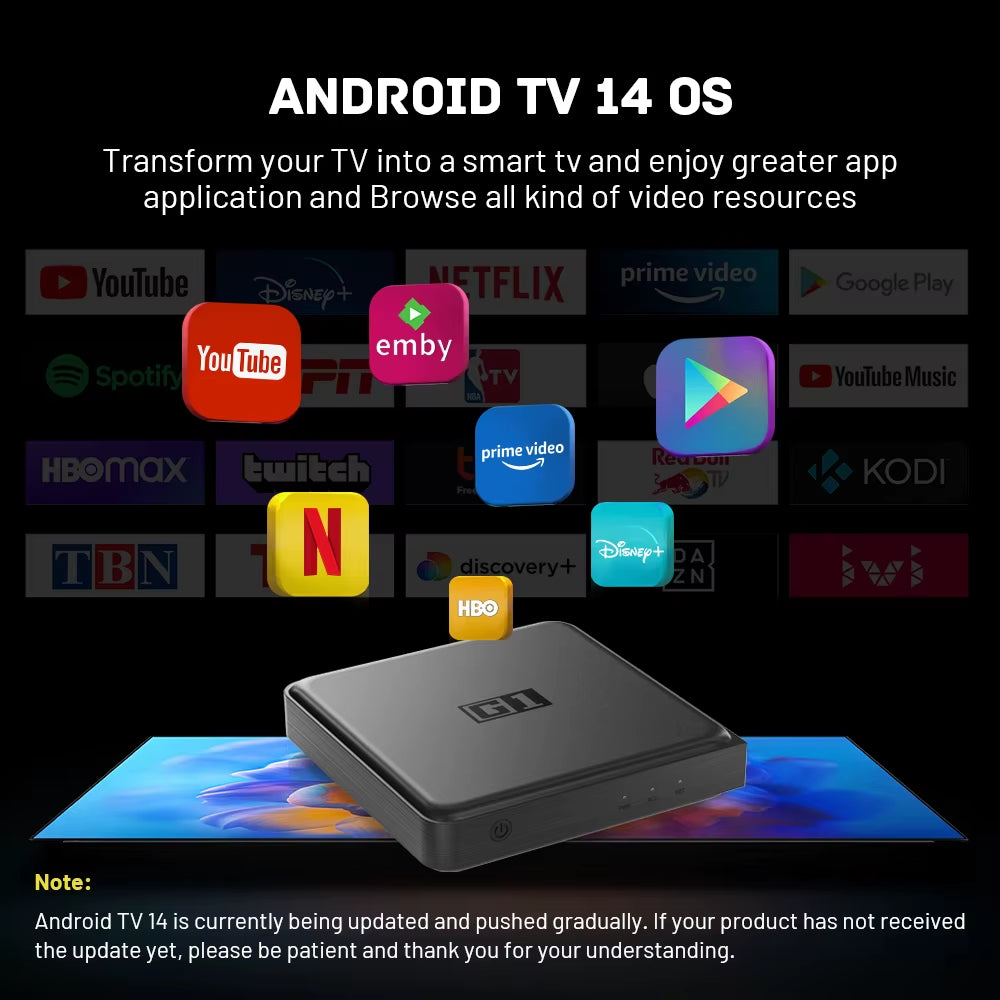 G1 Android TV Box with Netflix 4K Ultra HD Google Certified Dolby Vision HDR10+ 4G 32G Wifi6 Streaming Media Device