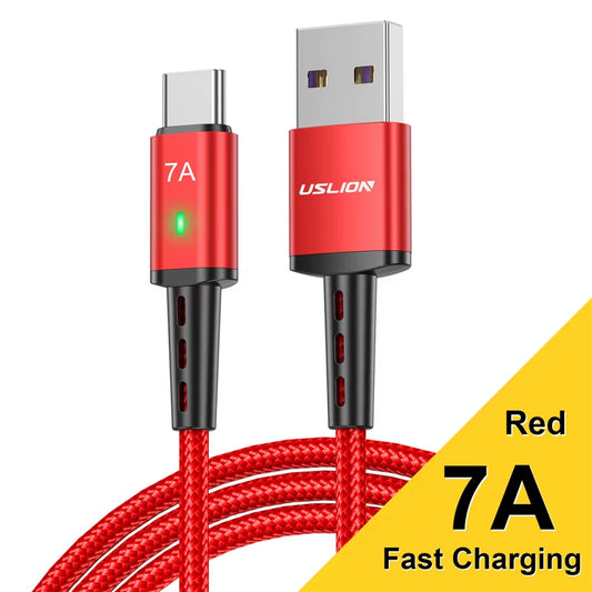 7A Fast USB Cable Type C Cable Fast Charging Data Cord Wire for Macbook Xiaomi Samsung USB to Type C Cable for Huawei
